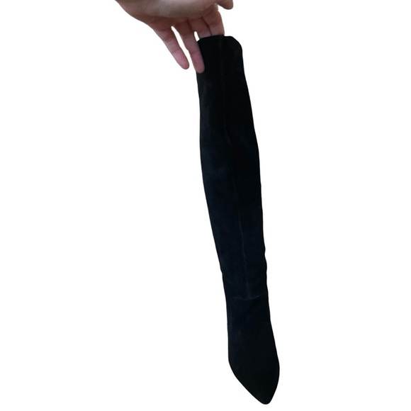 Lord & Taylor black suede cone heel boots 8.5 - Picture 9 of 16